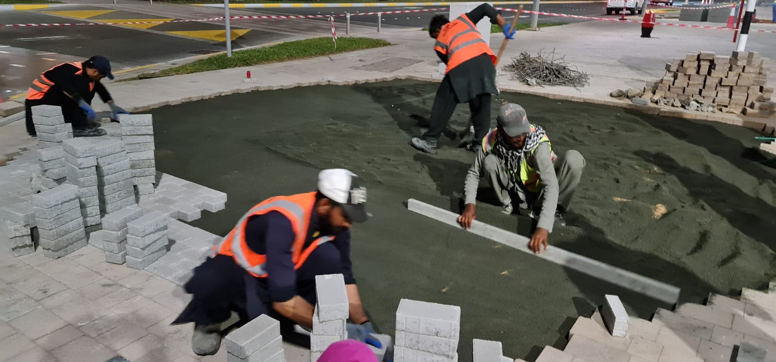 Interlock paving and kerbstone installation by CPC Qatar in Doha, Qatar